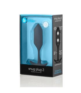 Анальная пробка со смещенным центром тяжести B-Vibe Snug Plug 2, силиконовая, черная, 10.5 х 3 см - No Taboo