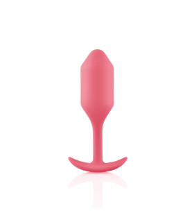 Анальная пробка со смещенным центром тяжести B-Vibe Snug Plug 2, силиконовая, коралловая, 10.5 х 3 см - No Taboo