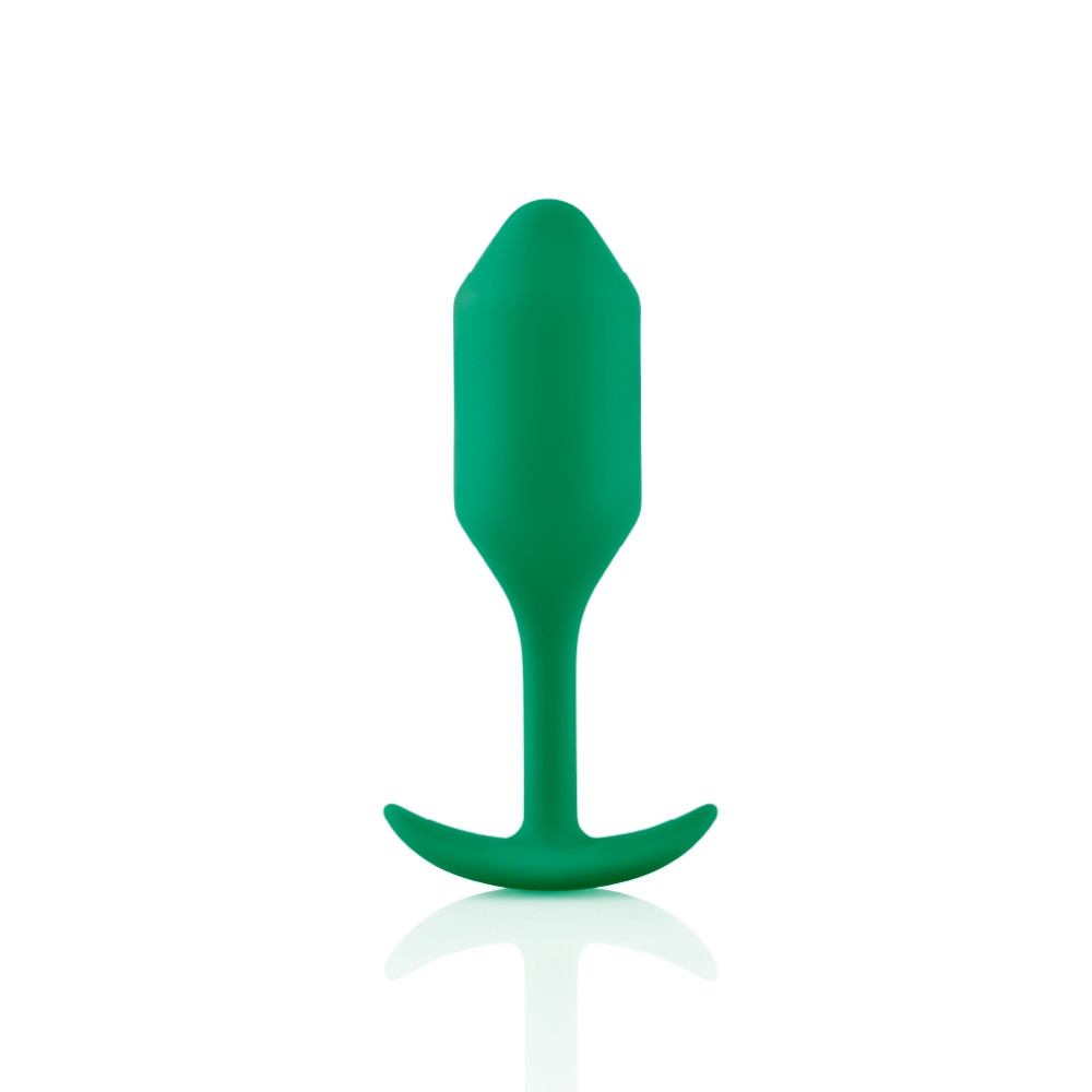 Анальная пробка со смещенным центром тяжести B-Vibe Snug Plug 2, силиконовая, зеленая, 10.5 х 3 см фото №0 — секс игрушки: Украина, NO TABOO