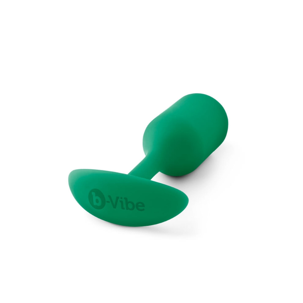Анальная пробка со смещенным центром тяжести B-Vibe Snug Plug 2, силиконовая, зеленая, 10.5 х 3 см фото №4 — секс игрушки: Украина, NO TABOO