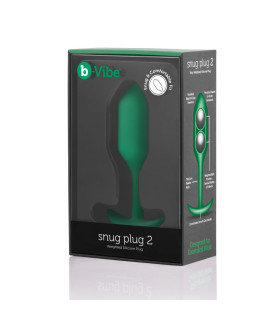 Анальная пробка со смещенным центром тяжести B-Vibe Snug Plug 2, силиконовая, зеленая, 10.5 х 3 см - No Taboo