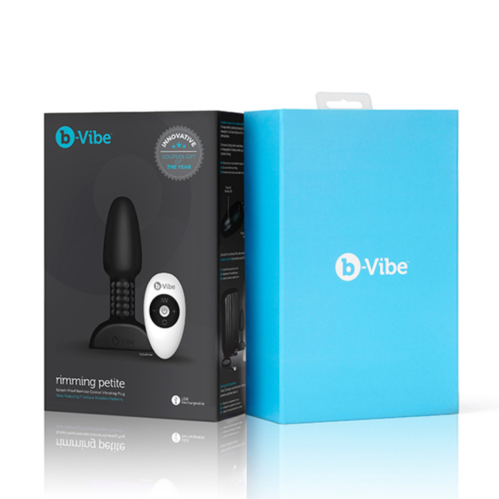 Анальная пробка с вибрацией и вращающимися шариками Rimming Petite B-Vibe, с пультом, силиконовая, черная, 12.4 х 3.5 см фото №13 — секс игрушки: Украина, NO TABOO