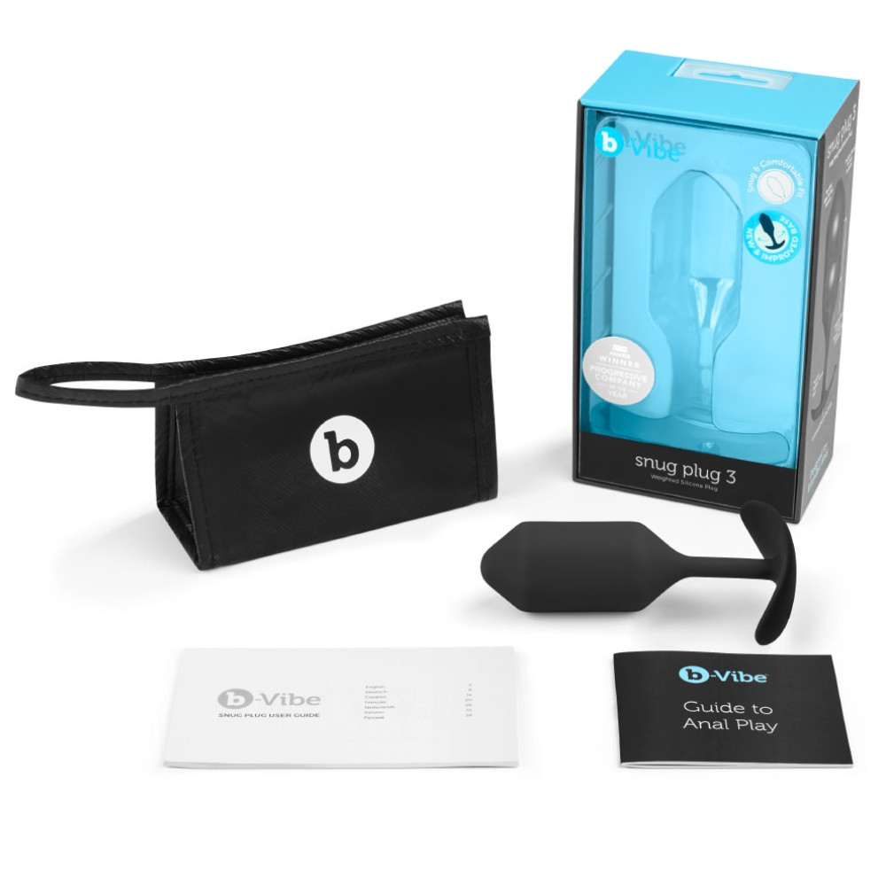 Анальная пробка со смещенным центром тяжести Snug Plug 3 B-Vibe, силиконовая, черная, 12 х 3.8 см фото №6 — секс игрушки: Украина, NO TABOO