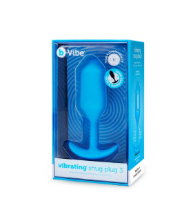 Анальная пробка с вибрацией Snug Plug 3 B-Vibe, силиконовая, голубая, 13.8 х 3.7 см - No Taboo