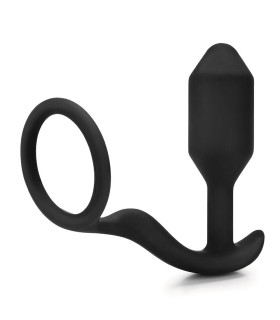 Анальная пробка с эрекционным кольцом Snug & Tug B-Vibe, силиконовая, черная, 10.7 х 3 см - No Taboo