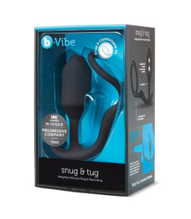 Анальная пробка с эрекционным кольцом Snug & Tug B-Vibe, силиконовая, черная, 10.7 х 3 см - No Taboo