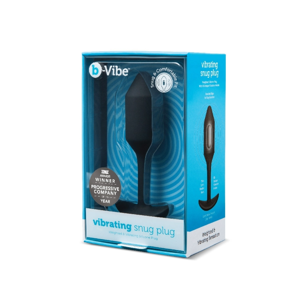 Анальная пробка с вибрацией Snug Plug 2 B-Vibe, силиконовая, черная, 13.8 х 3.7 см фото №2 — секс игрушки: Украина, NO TABOO