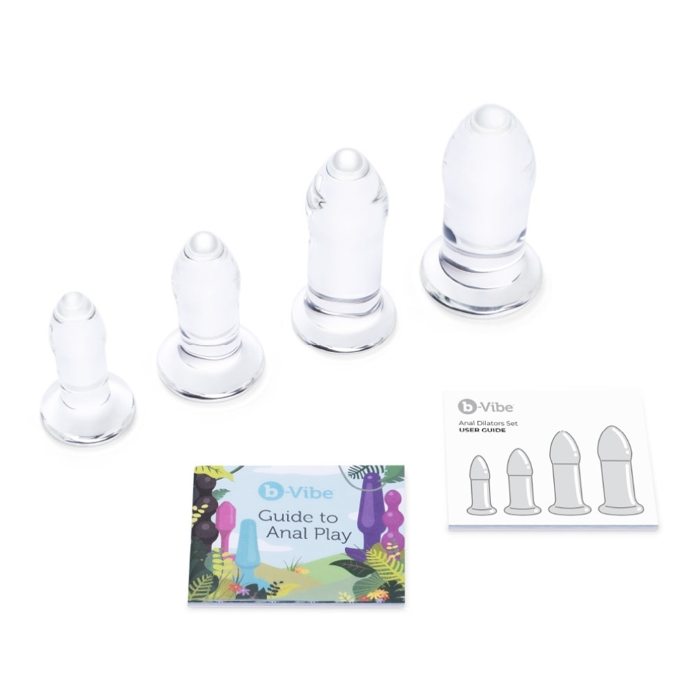 Набор анальных пробок Dilators B-Vibe, стеклянные, прозрачные, 4 шт. фото №5 — секс игрушки: Украина, NO TABOO