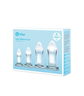 Набор анальных пробок Dilators B-Vibe, стеклянные, прозрачные, 4 шт. - No Taboo