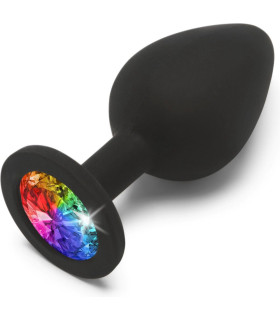 Анальная пробка M Toy Joy, с кристаллом, черная, 8 х 3.5 см - No Taboo