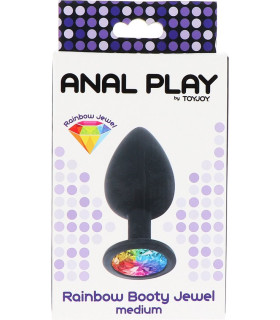 Анальная пробка M Toy Joy, с кристаллом, черная, 8 х 3.5 см - No Taboo