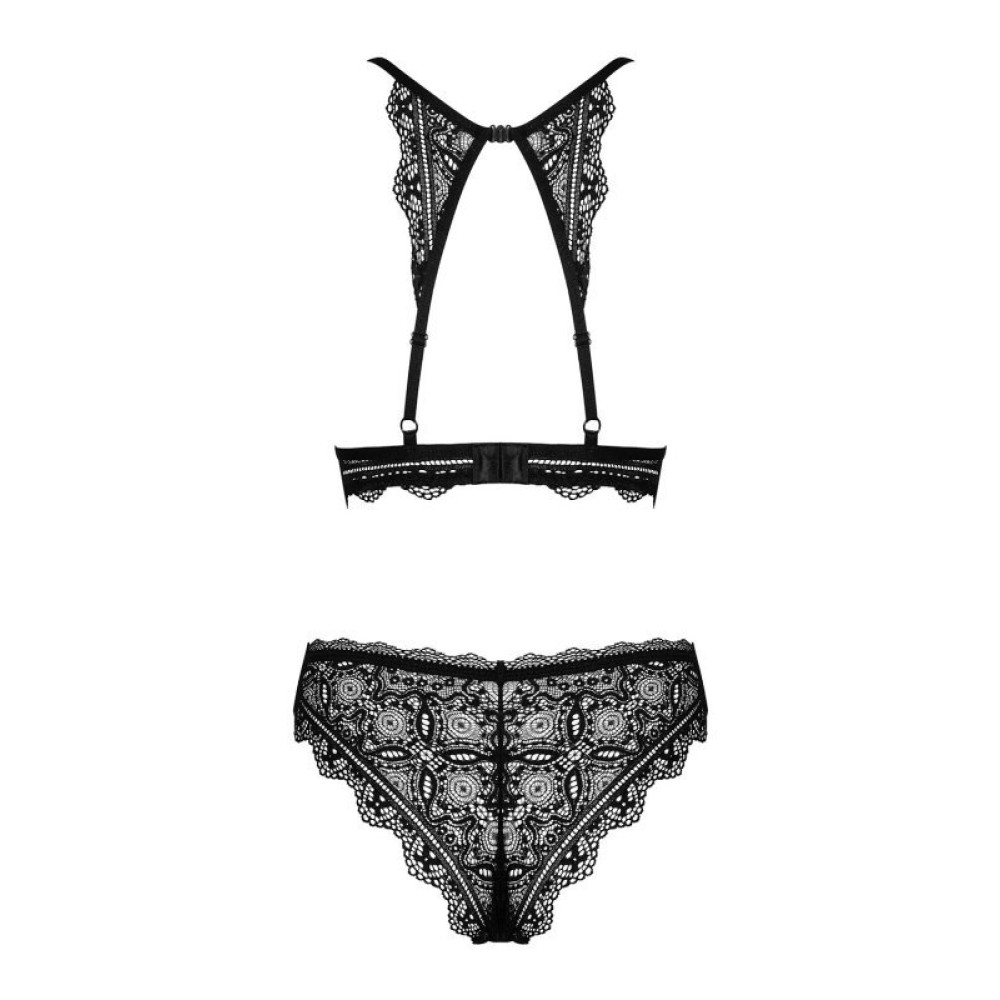 Комплект кружевного белья L/XL Obsessive Renelia, черный, фото №4 — секс шоп Украина, NO TABOO