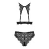 Комплект кружевного белья L/XL Obsessive Renelia, черный, фото №4 — секс шоп Украина, NO TABOO