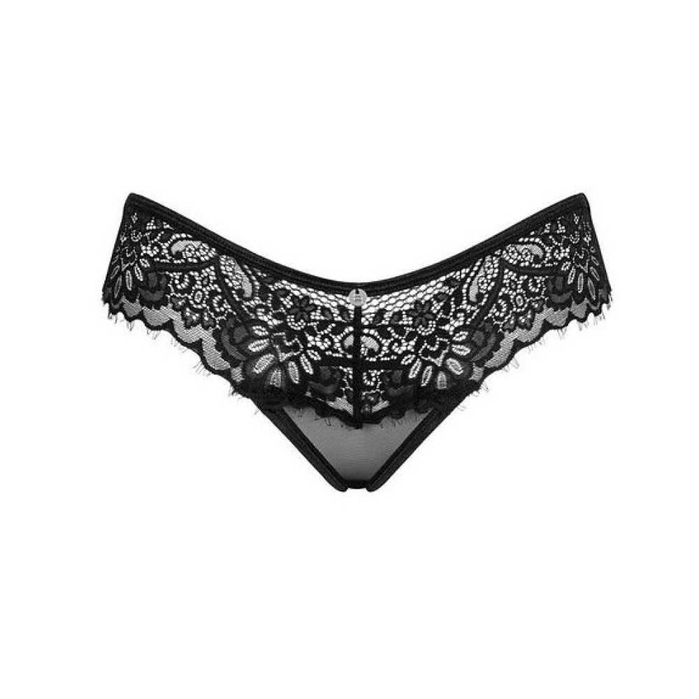 Трусики эротичные кружевные XS/S Maderris Obsessive, черные, фото №3 — секс шоп Украина, NO TABOO