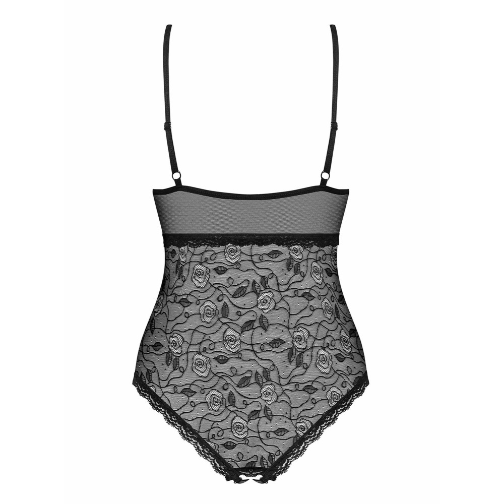 Боди сексуальное с интимным вырезом M/L 818-TED-1 Obsessive, черное, фото №4 — секс шоп Украина, NO TABOO
