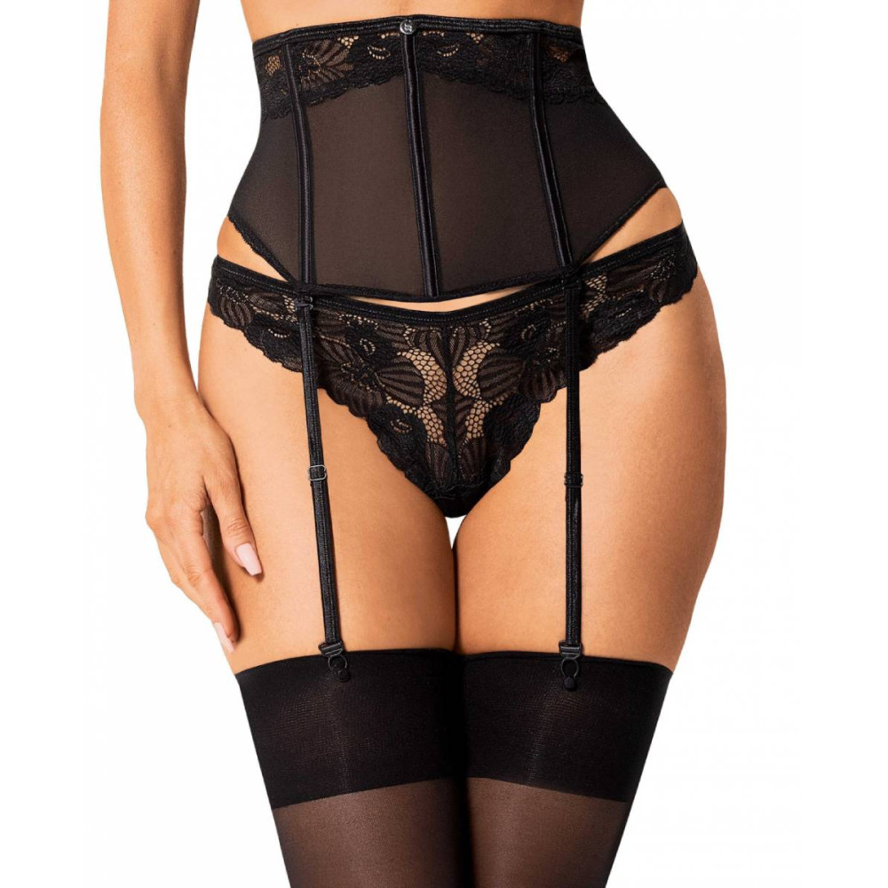 Пояс для чулок сексуальный полупрозрачный XS/S Serena Love Obsessive, черный, фото №0 — секс шоп Украина, NO TABOO