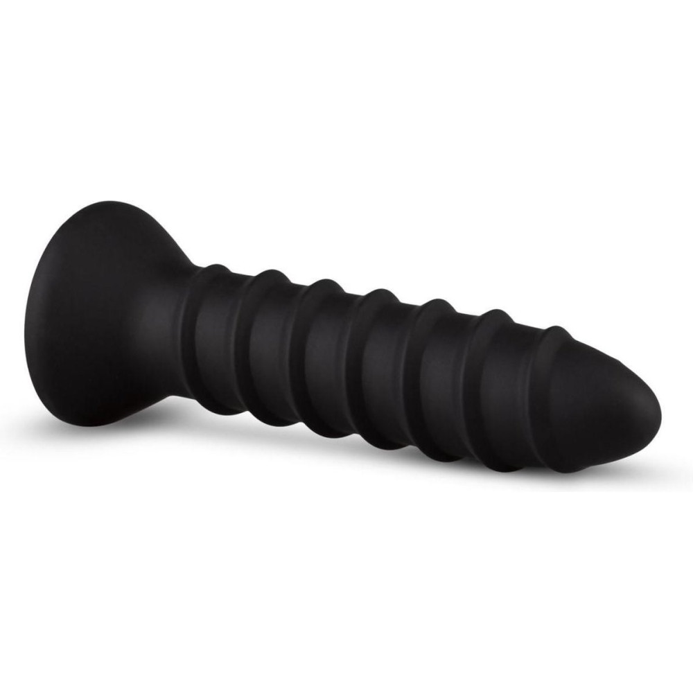 Анальный вибратор с рельефом Easytoys, силиконовый, черный, 15.5 х 3.5 см фото №3 — секс игрушки: Украина, NO TABOO