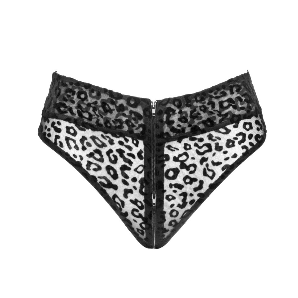 Трусики сексуальные с леопардовым принтом S F290 Noir Handmade, черные, фото №3 — секс шоп Украина, NO TABOO