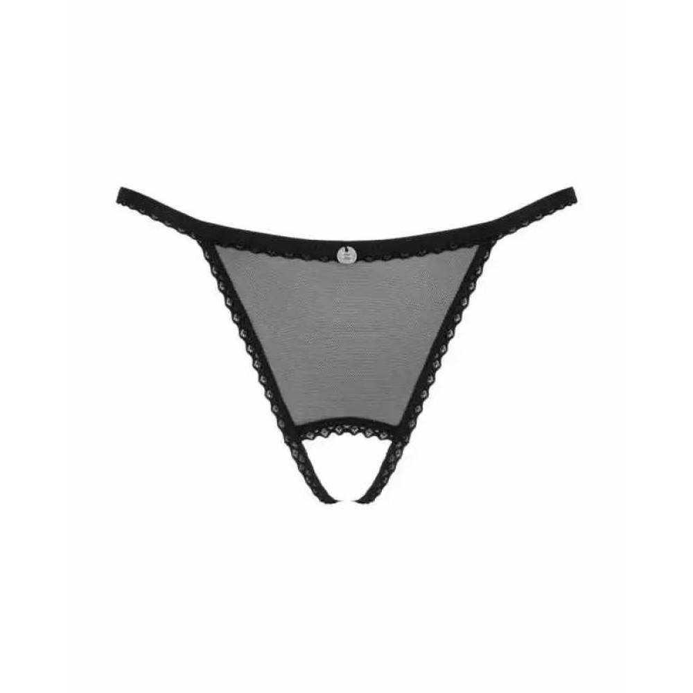 Стринги кружевные Celia Noir crotchless thong M/L, фото №3 — секс шоп Украина, NO TABOO
