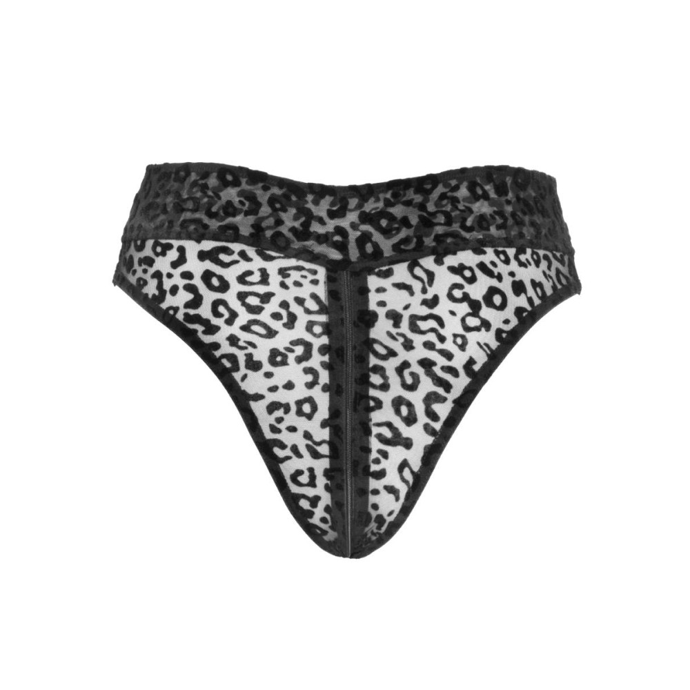 Трусики сексуальные с леопардовым принтом M F290 Noir Handmade, черные, фото №4 — секс шоп Украина, NO TABOO