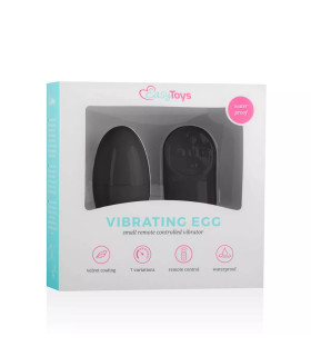 Виброяйцо с дистанционным пультом Easytoys, черное, 7 х 3.5 см - No Taboo