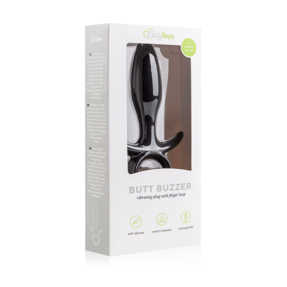 Анальная пробка с вибрацией Butt Buzzer Easytoys, силиконовая, черная, 14.5 х 2.6 см фото №2 — секс игрушки: Украина, NO TABOO