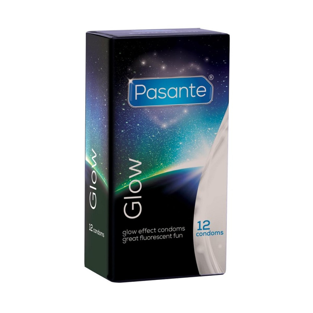 Резинки Pasante Glow, светятся в темноте, латексные, 12 шт., фото №0 — секс шоп Украина, NO TABOO