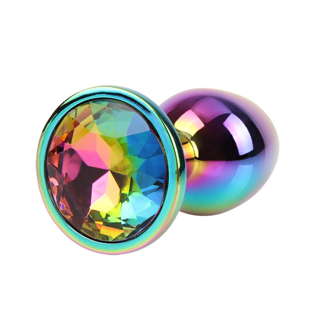 Анальная пробка с кристаллом S Rainbow Gem Chisa, металлическая, разноцветная, 7 х 2.7 см фото №0 — секс игрушки: Украина, NO TABOO