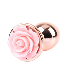 Анальна пробка з трояндою на стопері S Spark Rose Chisa, металева, золота, 7.8 х 2.7 см - No Taboo