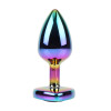 Анальная пробка с кристаллом в форме сердца S Rainbow Gem Chisa, металлическая, разноцветная, 7 х 2.7 см фото №3 — секс игрушки: Украина, NO TABOO