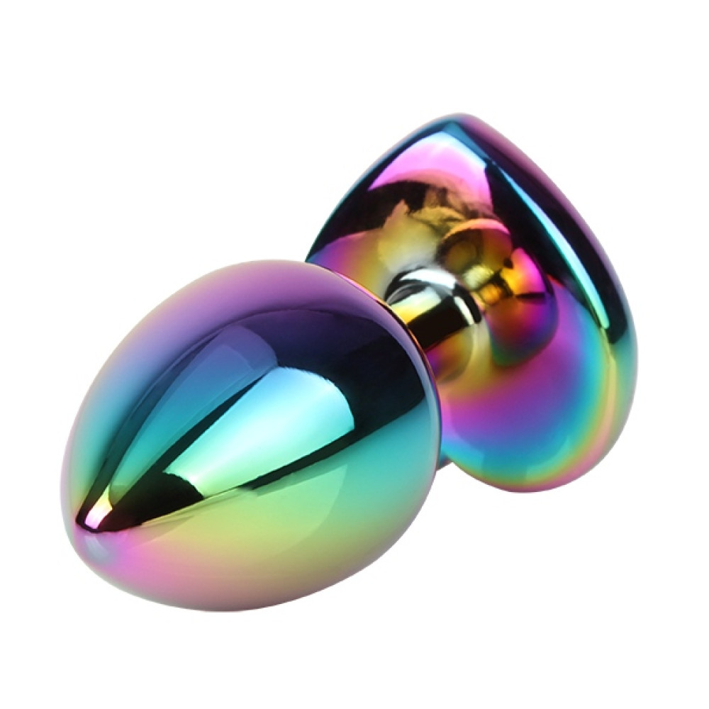 Анальная пробка с кристаллом в форме сердца S Rainbow Gem Chisa, металлическая, разноцветная, 7 х 2.7 см фото №4 — секс игрушки: Украина, NO TABOO