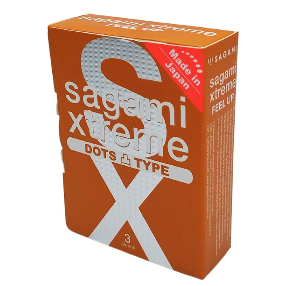 Презервативы латексные с рельефом Sagami Xtreme Feel UP, 3 шт, фото №0 — секс шоп Украина, NO TABOO