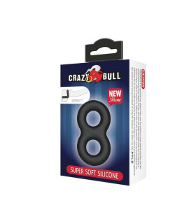 Эрекционное кольцо двойное Crazy Bull Pretty Love, силиконовое, черное, 8.5 х 2 см - No Taboo