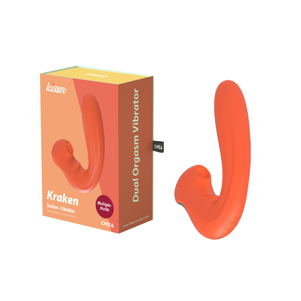 Вибратор с вакуумной стимуляцией Kraken Chisa Kissen, силиконовый, оранжевый, 15 х 3.5 см фото №0 — секс игрушки: Украина, NO TABOO