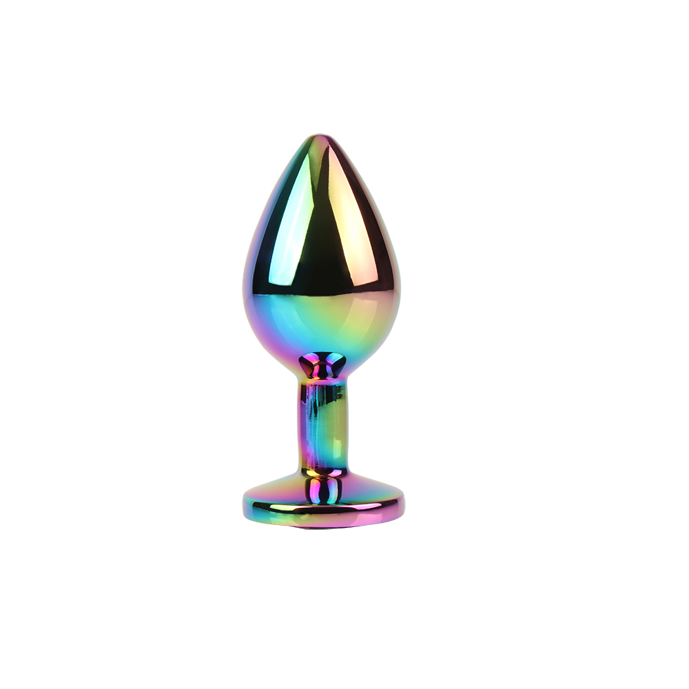 Анальная пробка M с кристаллом Rainbow Gem Chisa, металлическая, разноцветная, 8.2 х 3.3 см фото №3 — секс игрушки: Украина, NO TABOO