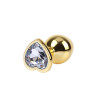 Анальная пробка M с кристаллом в форме сердца Clear Heart Gem Chisa, металлическая, золотая, 8.2 х 3.3 см фото №2 — секс игрушки: Украина, NO TABOO