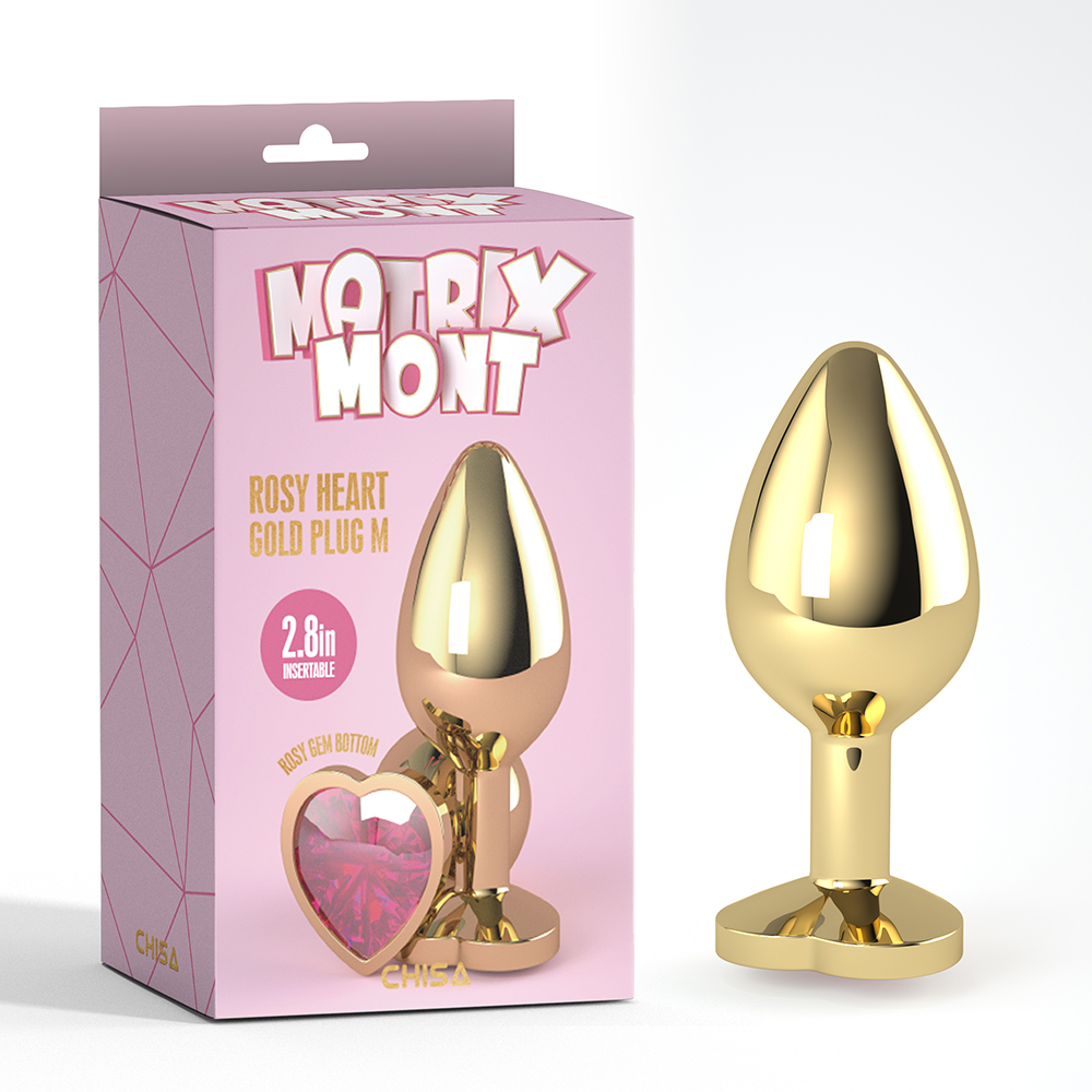 Анальная пробка M с кристаллом в форме сердца Rosy Heart Gem Chisa, металлическая, золотая, 8.2 х 3.3 см фото №0 — секс игрушки: Украина, NO TABOO