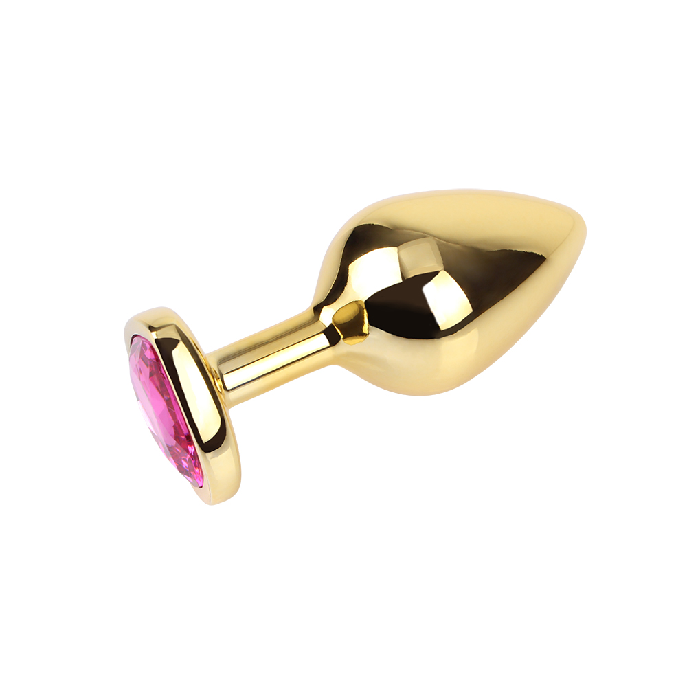 Анальная пробка M с кристаллом в форме сердца Rosy Heart Gem Chisa, металлическая, золотая, 8.2 х 3.3 см фото №3 — секс игрушки: Украина, NO TABOO