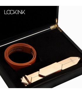 Ремень с регулируемой длиной Lockink, натуральная кожа и металл, коричневый - No Taboo