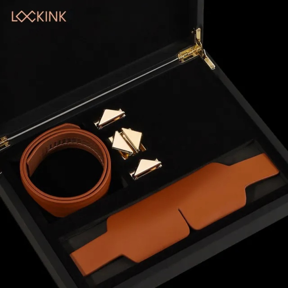 Маска на глаза Lockink, кожаная, коричневая, фото №2 — секс шоп Украина, NO TABOO