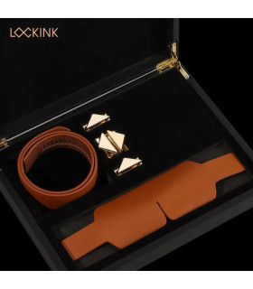 Маска на глаза Lockink, кожаная, коричневая - No Taboo