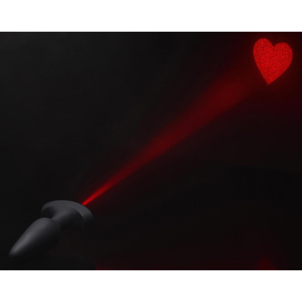 Анальная пробка L с вибрацией и лазерной подсветкой Laser Heart Booty Sparks, силиконовая, черная, 12.7 х 3.8 см фото №6 — секс игрушки: Украина, NO TABOO