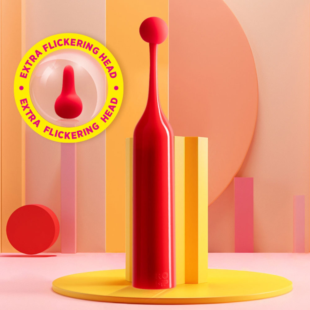 Вибратор для клитора с двумя насадками Romp Pop, красный, 14.3 х 2.4 см фото №9 — секс игрушки: Украина, NO TABOO
