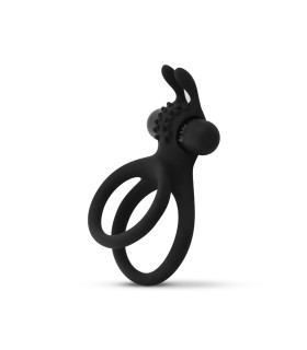 Эрекционное кольцо с вибрацией и петлей на мошонку Easytoys, силиконовое, черное, 8.5 х 3.5 см - No Taboo