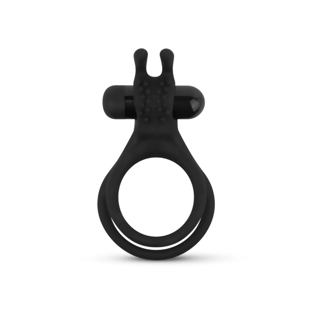 Эрекционное кольцо с вибрацией и петлей на мошонку Easytoys, силиконовое, черное, 8.5 х 3.5 см фото №4 — секс игрушки: Украина, NO TABOO