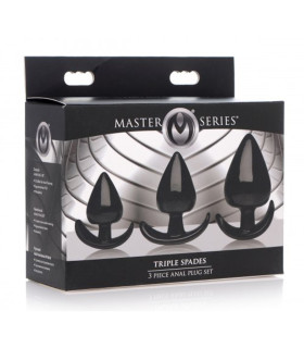 Набор анальных пробок разного размера Triple Spades Master Series, черные, 3 шт. - No Taboo