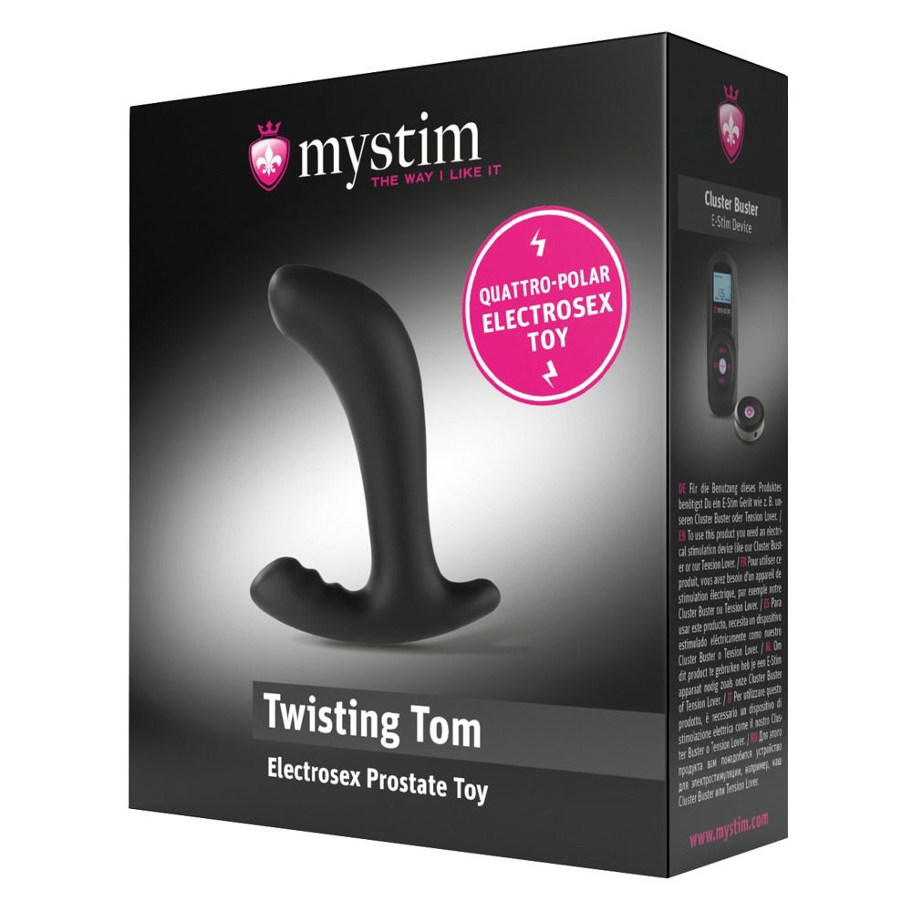 Массажер простаты с функцией электростимуляции Twisting Tom Mystim, силиконовый, черный 13 х 3.3 см фото №2 — секс игрушки: Украина, NO TABOO