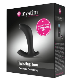 Массажер простаты с функцией электростимуляции Twisting Tom Mystim, силиконовый, черный 13 х 3.3 см - No Taboo