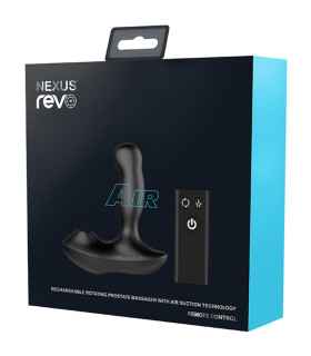 Массажер простаты с вибрацией и вакуумной стимуляцией Revo Air Nexus, силиконовый, черный, 14 х 3.4 см - No Taboo
