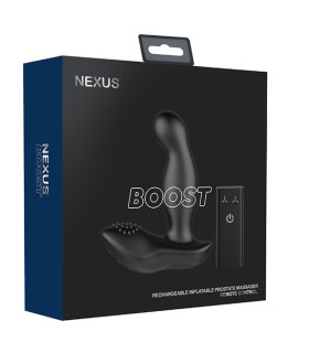 Массажер простаты с вибрацией и накачкой Boost Nexus, силиконовый, черный, 13 х 3.7 см - No Taboo